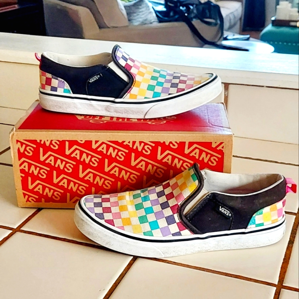 Vans Asher Checkered Skate Shoe Girls 5
